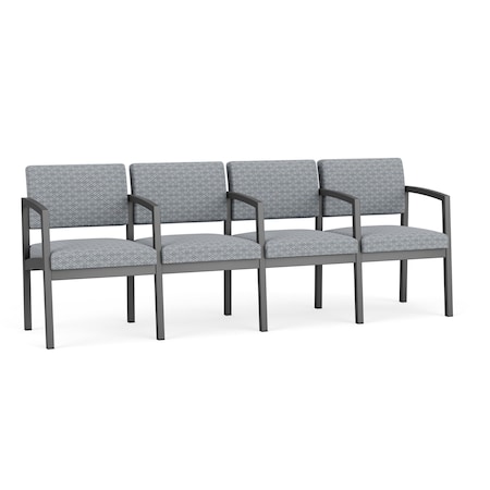 Lenox Steel 4 Seat Tandem Seating Metal Frame, Charcoal, RS Fog Upholstery